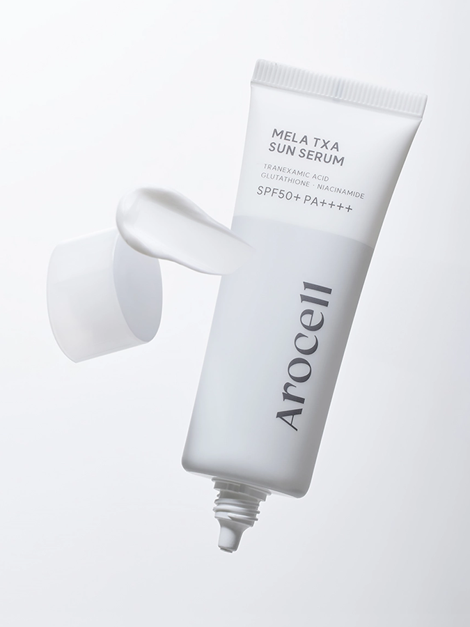 Солнцезащитная сыворотка с транексамовой кислотой, мелатонином и глутатионом SPF50 AROCELL Mela TXA Sun Serum, 40 мл