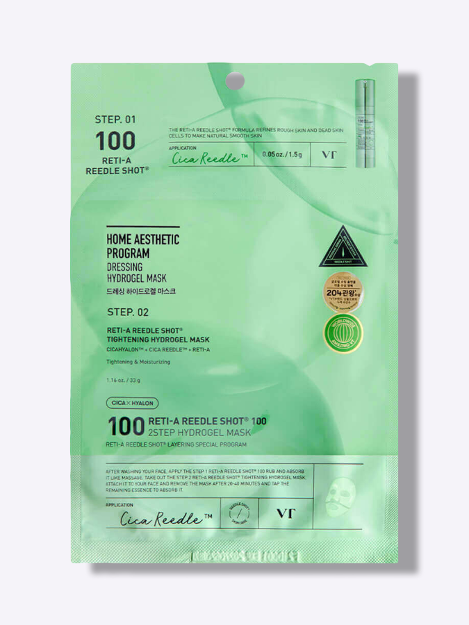 Гидрогелевая маска с микроиглами и ретинолом VT COSMETICS Reti-A Reedle Shot100 2Step Hydrogel Mask, 1,5 г + 33 г