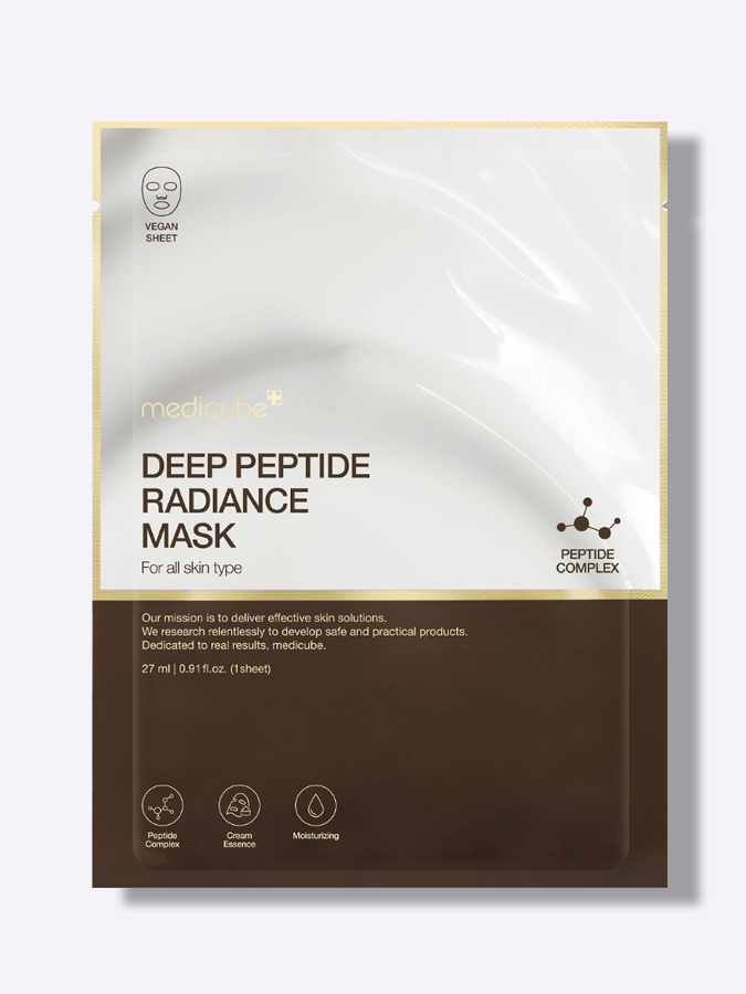 Омолаживающая тканевая маска с пептидами для сияния кожи Medicube Deep Peptide Radiance Mask, 27 г