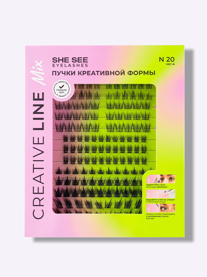 Накладные ресницы ПАЛЕТКА "ДЛЯ РАЗНЫХ ОБРАЗОВ" N20 ver.4 SHE SEE EYELASHES CREATIVE LINE MIX №20.4