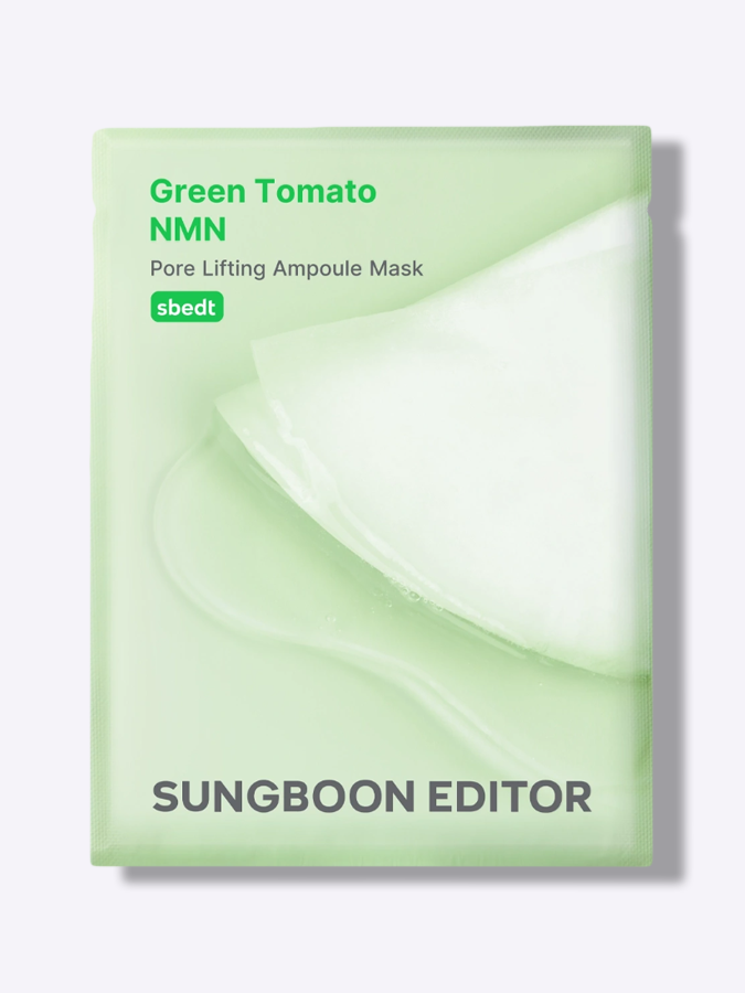 Тканевая маска для сужения пор на основе экстракта томата Sungboon Editor Green Tomato NMN Pore Lifting Ampoule Mask, 23 г