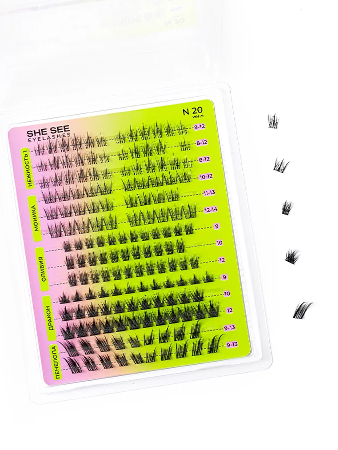 Накладные ресницы ПАЛЕТКА "ДЛЯ РАЗНЫХ ОБРАЗОВ" N20 ver.4 SHE SEE EYELASHES CREATIVE LINE MIX №20.4