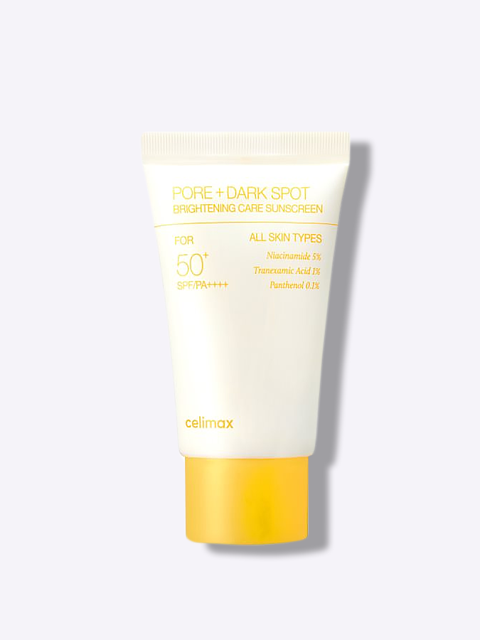 Солнцезащитный крем для лица с эффектом выравнивания тона Celimax Pore+Dark Spot Brightening Care Sunscreen SPF50+PA++++, 10 мл (миниатюра)