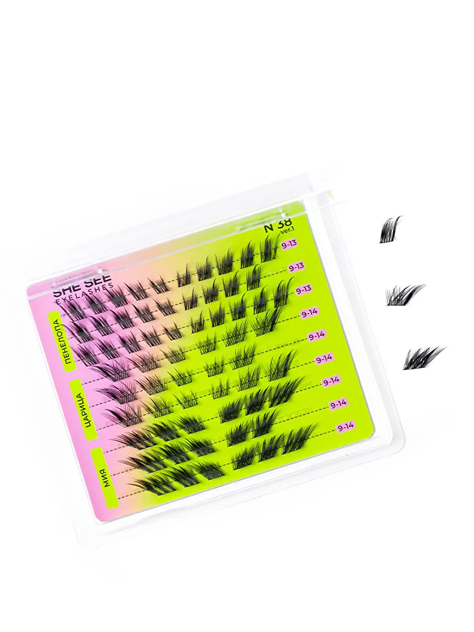 Накладные ресницы МИКС "КОШАЧИЙ ИЗГИБ" N38 ver.1 SHE SEE EYELASHES CREATIVE LINE MIX №38.1