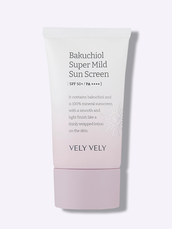 Супермягкий солнцезащитный крем с бакучиолом для чувствительной кожи Vely Vely Bakuchiol Super Mild Sunscreen, 50 мл