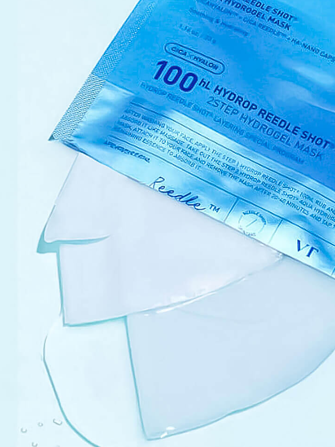 Увлажняющая гидрогелевая маска с микроиглами VT COSMETICS Hydrop HL Reedle Shot100 2 Step Hydrogel Mask, 1,5 г + 33 г