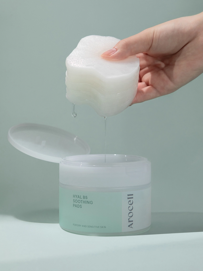 Охлаждающие успокаивающие пэды с гиалуроновой кислотой AROCELL Hyal B5 Soothing Pads, 70 шт