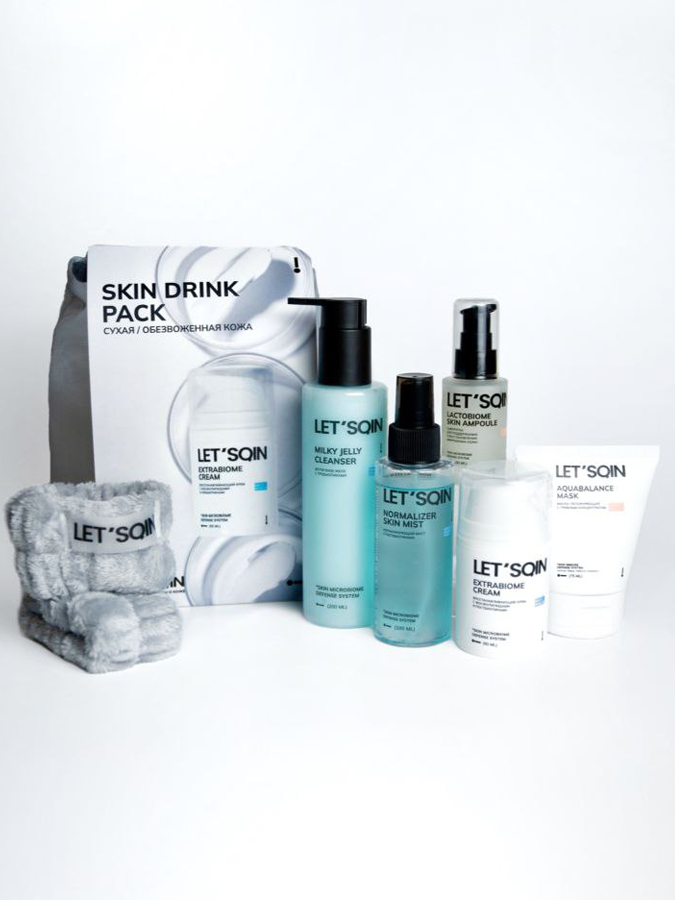 Набор для активного увлажнения, в тч для сухой и обезвоженной кожи лица LET'SQIN PACK SKIN DRINK, 6 items