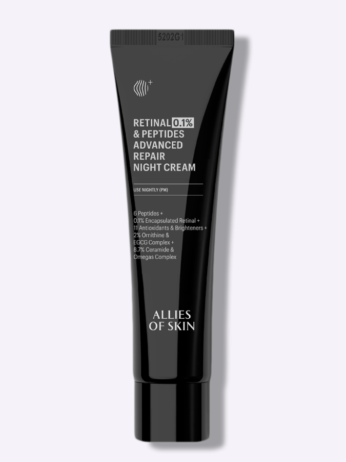 Усиленный ночной восстанавливающий пептидный крем с 0,1% ретиналем Allies Of Skin Retinal & Peptides Advanced Repair Night Cream, 20 мл (миниатюра)