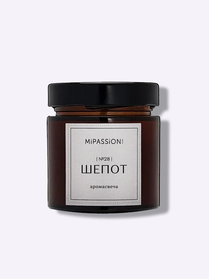 Ароматическая свеча с деревянным фитилём "ШЁПОТ" в стеклянном стакане с ароматом табака, ванили и древесной коры, 200 мл