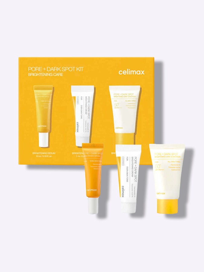 Набор миниатюр для выравнивания тона Celimax Pore+Dark Spot Brightening Kit, 3 items