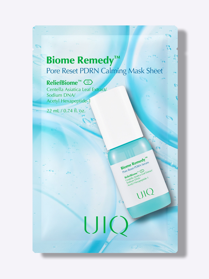 Охлаждающая маска с ПДРН для сужения пор UIQ Biome Remedy Pore Reset PDRN Calming Mask Sheet, 22 мл