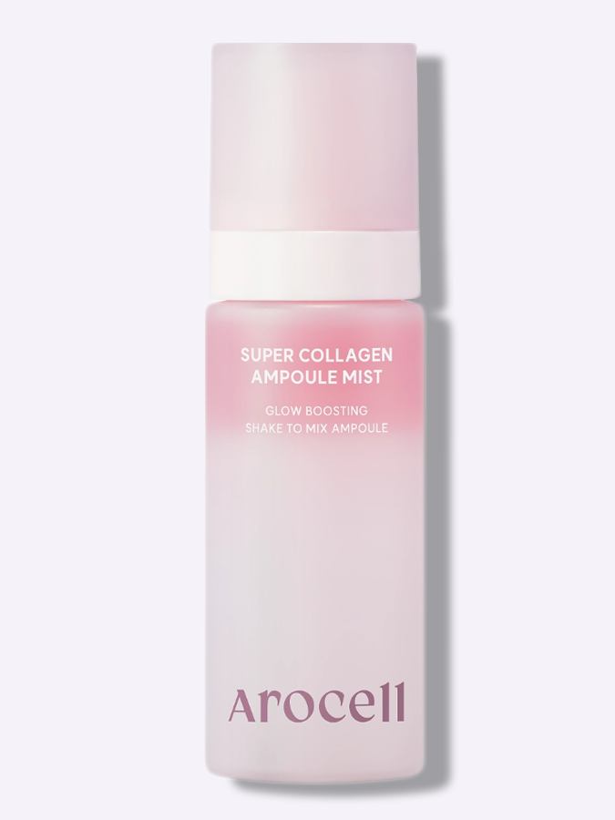 Двухфазная коллагеновая сыворотка-мист с PDRN и розовым маслом для сияния кожи AROCELL Super Collagen Ampoule Mist, 80 мл