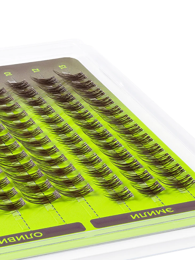 Накладные ресницы [коричневые] ПАЛЕТКА "ПУЧКИ КРЕАТИВНОЙ ФОРМЫ" NB4 ver.1 SHE SEE EYELASHES BROWN LINE №В4.1
