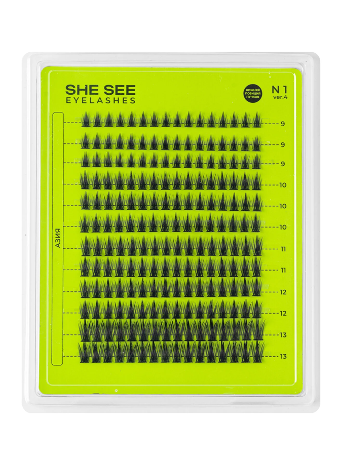 Накладные ресницы ПУЧКИ "АЗИЯ" N1 ver.4 SHE SEE EYELASHES BASE LINE №1.4