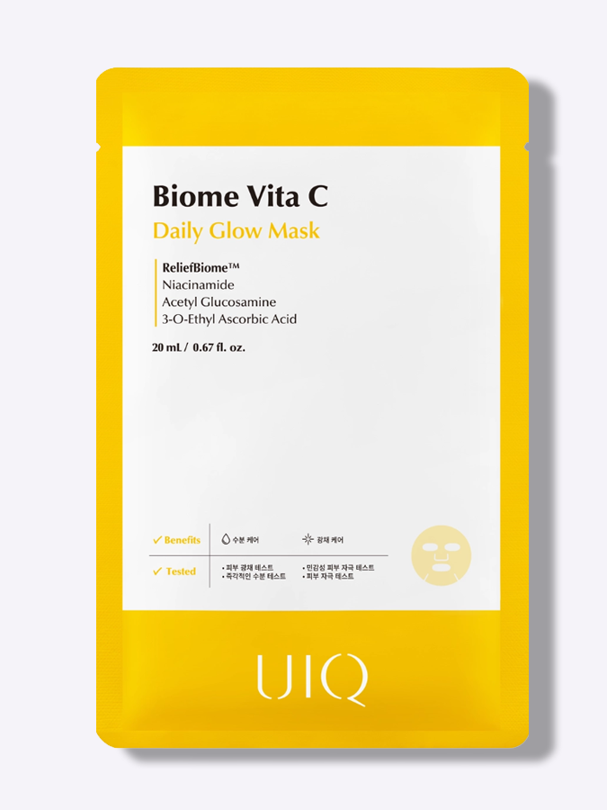 Тканевая маска для сияния кожи с витамином C UIQ Biome Vita C Glow Mask, 20 мл