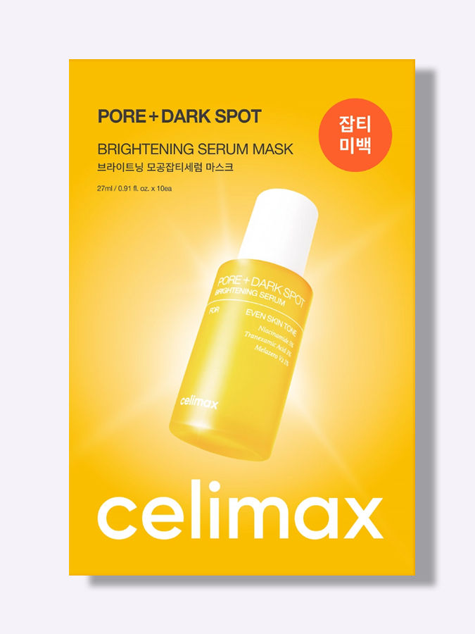Осветляющая ампульная тканевая маска с ниацинамидом Celimax Pore + Dark Spot Brightening Serum Mask, 27 мл