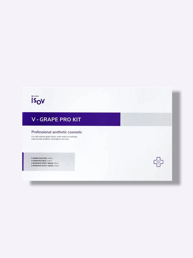 Процедура пилинга, карбокси терапии и восстановления Sorex ISOV V-Grape Pro KIT, 100 мл + 100 мл + 50 мл + 100 мл (≈10 процедур)