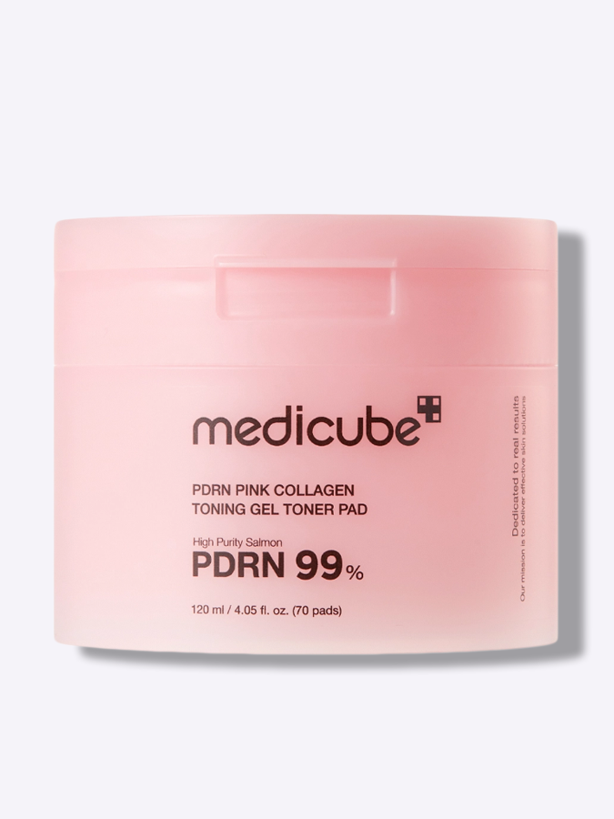 Ультратонкие гелевые тонер-пэды с ПДРН для упругости кожи Medicube PDRN Pink Collagen Toning Gel Toner Pad, 70 шт