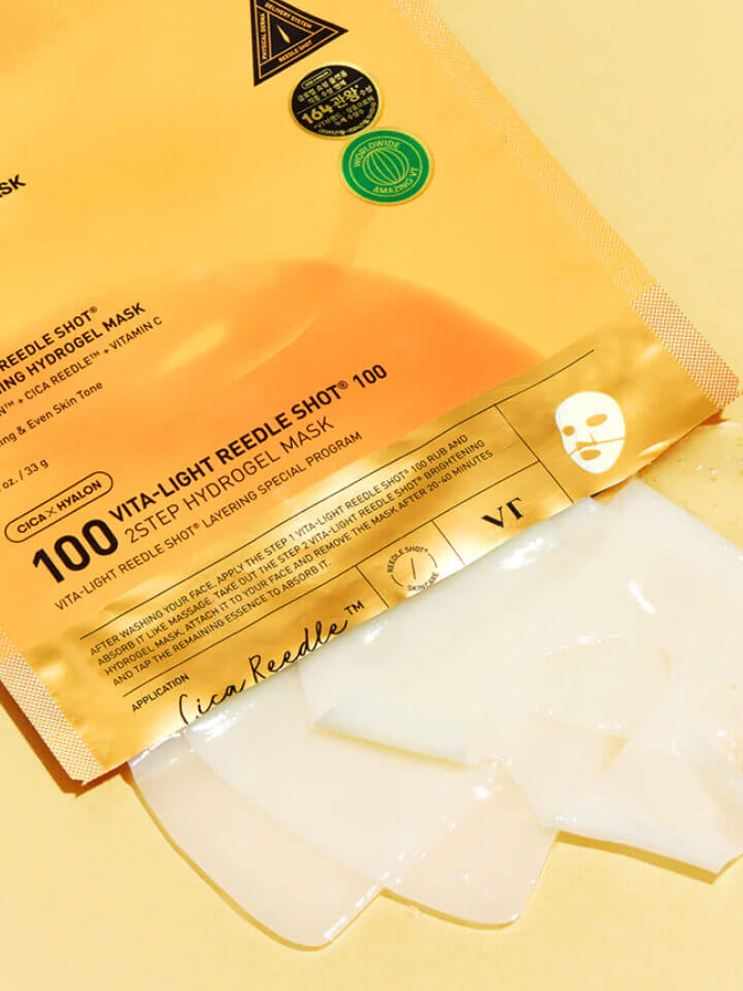 Осветляющая гидрогелевая маска с микроиглами VT COSMETICS Vita-Light Reedle Shot 100 2 Step Mask, 1,5 г + 33 г