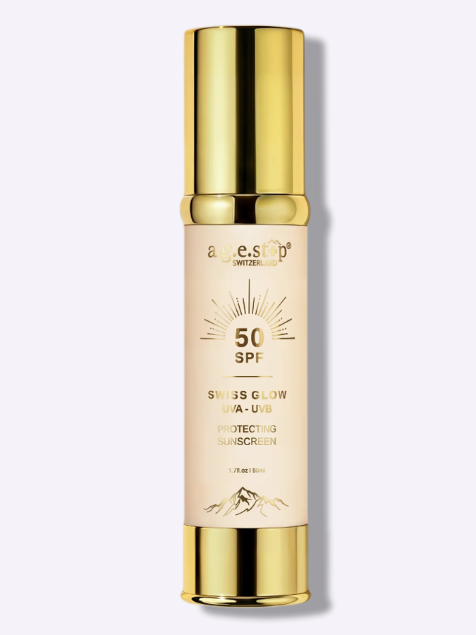 Солнцезащитный крем для сияния и антиоксидантной защиты AGESTOP Swiss Glow UVA\UVB Protecting Sunscreen SPF50, 50 мл