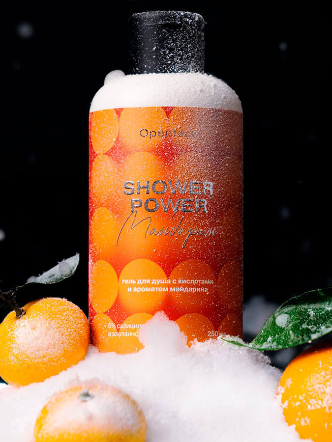 Мягкий обновляющий гель для душа с 5% кислот с лимитированным ароматом "Мандарин" Openface Shower Power, 250 мл