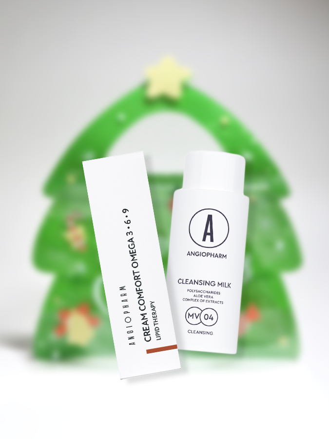 Набор Angiopharm "Нежная зима" крем-комфорт + молочко для всех типов кожи