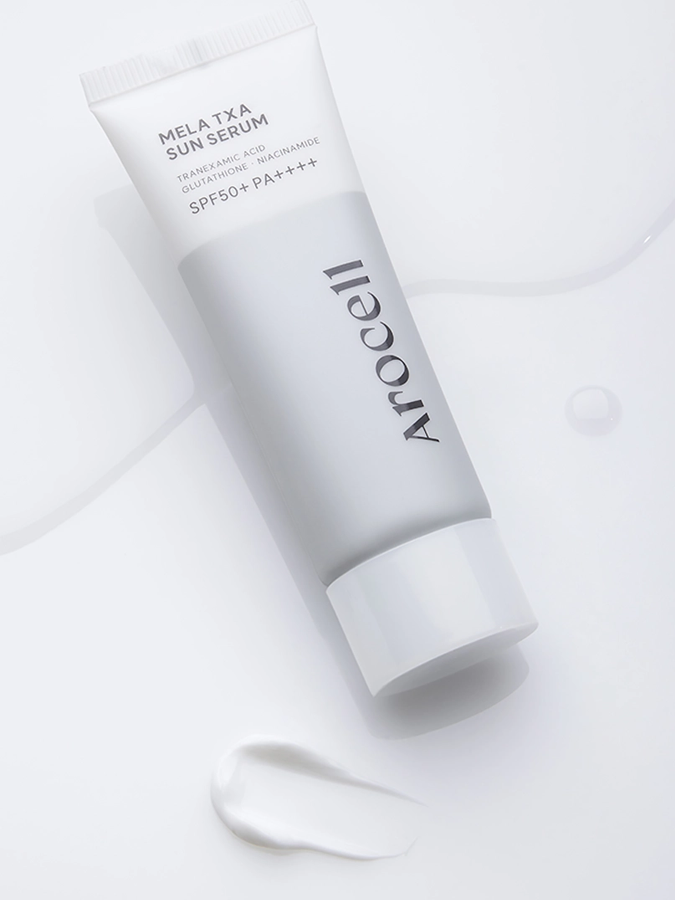Солнцезащитная сыворотка с транексамовой кислотой, мелатонином и глутатионом SPF50 AROCELL Mela TXA Sun Serum, 40 мл