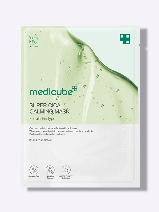 Успокаивающая тканевая маска для реактивной кожи и снятия раздражений Medicube Super Cica Calming Mask, 27 г