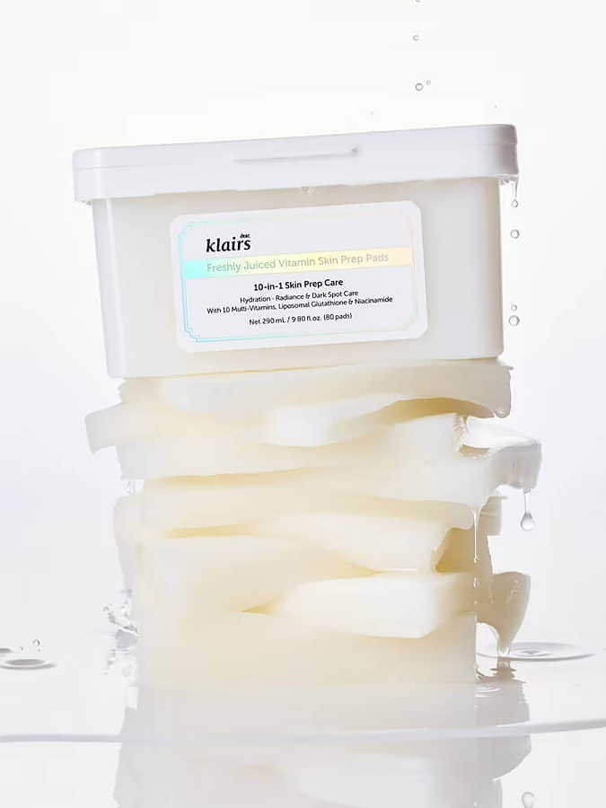 Многофункциональные витаминные пэды для лица Dear, Klairs Freshly Juiced Vitamin Skin Prep Pads, 80 шт \ 290 мл