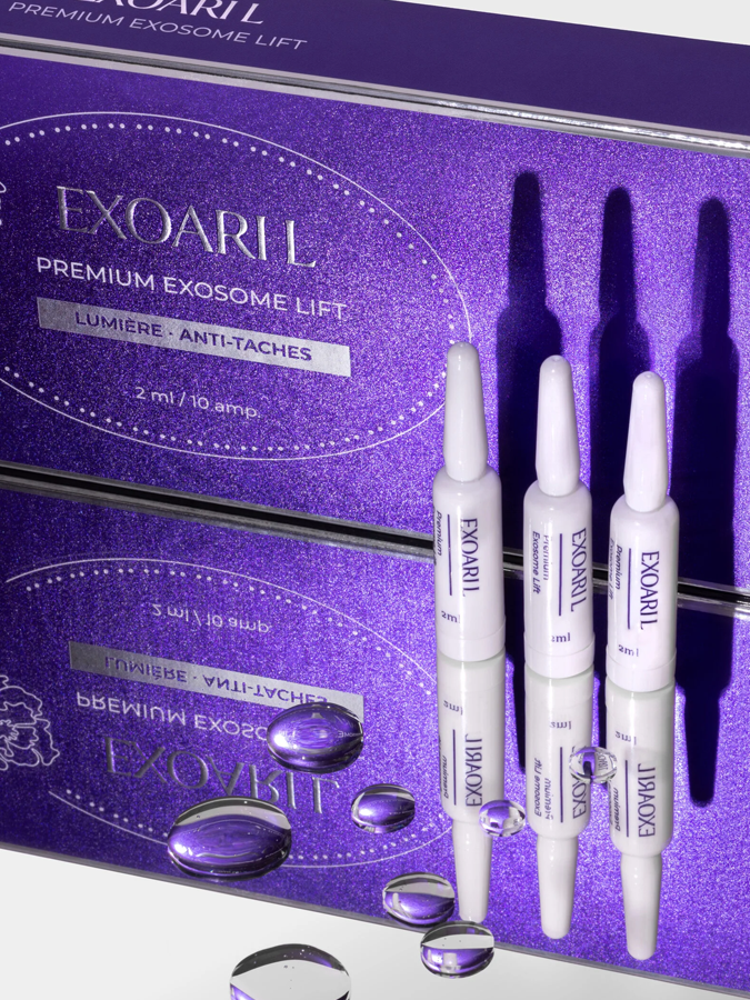 Интенсивные омолаживающие ампулы для лица с высокой концентрацией экзосом и пептидов EXO ARI L Premium Exosome Lift Lumière Anti-Taches, 10* 2 мл