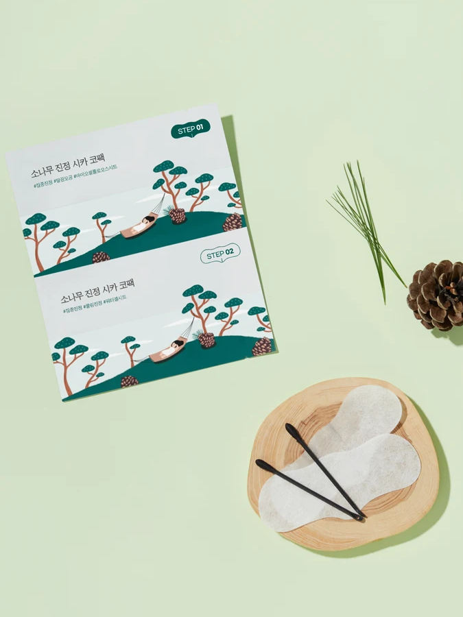 Двухступенчатая маска для носа против чёрных точек Round Lab Pine Calming Cica Nose Pack, 1 шт