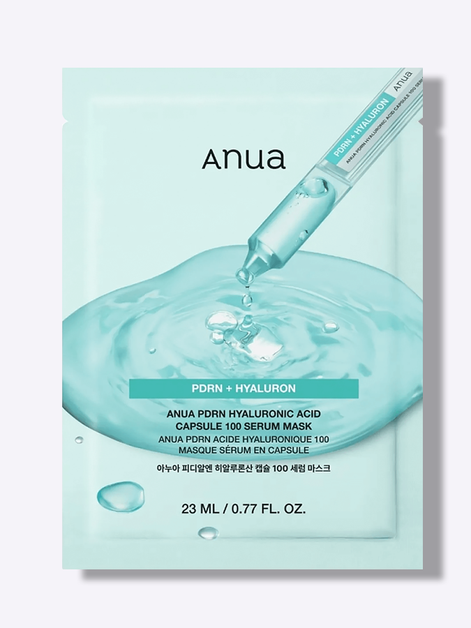Тканевая для сияния кожи лица с гиалуроновой кислотой и PDRN ANUA PDRN Hyaluron Acid Capsule 100 Serum Mask, 23 мл