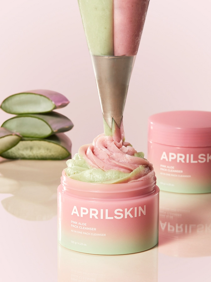 Двухфазное средство: очищающий бальзам и пенка c розовым алоэ APRILSKIN Pink Aloe Pack Cleanser, 120 г