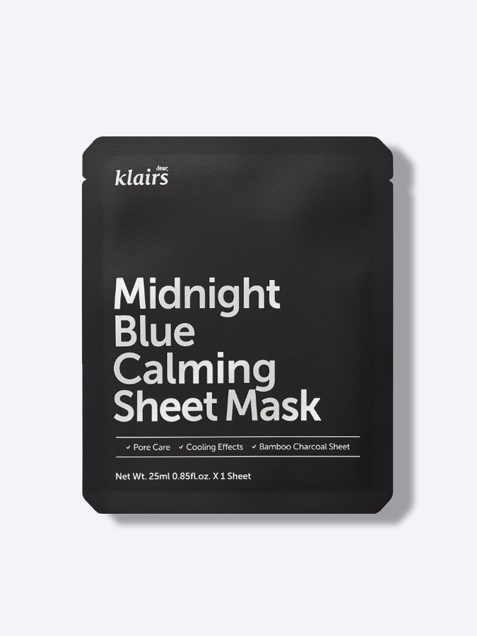 Успокаивающая тканевая маска от раздражений и воспалений dear, Klairs Midnight Blue Calming Sheet Mask, 25мл