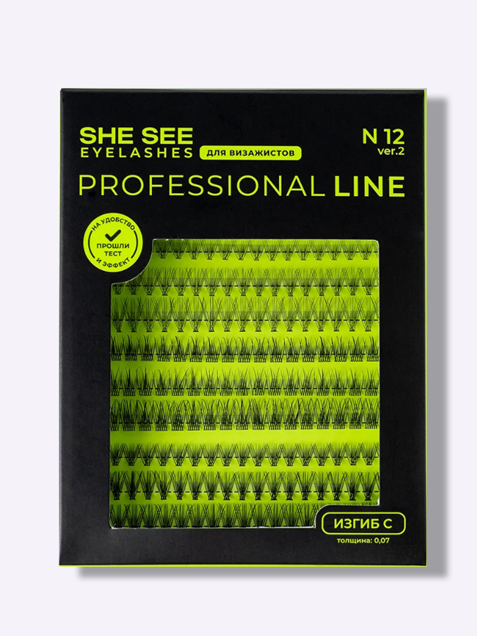 Накладные ресницы ПАЛЕТКА УНИВЕРСАЛЬНАЯ N12 ver.2 SHE SEE EYELASHES PROFESSIONAL LINE №12.2