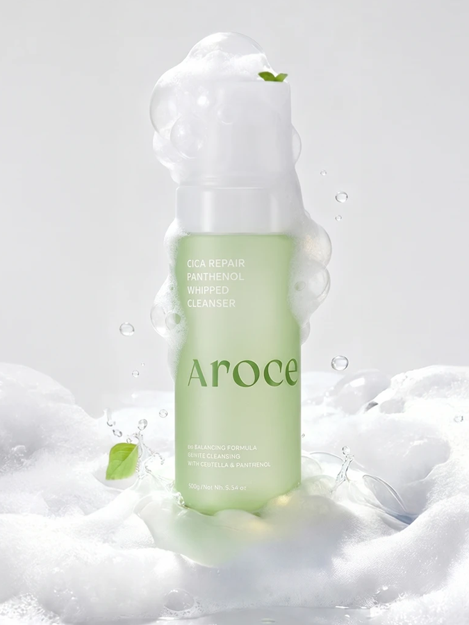 Двухфазная очищающая пенка с центеллой и пантенолом AROCELL Cica Repair Panthenol Whipped Cleanser, 160 г