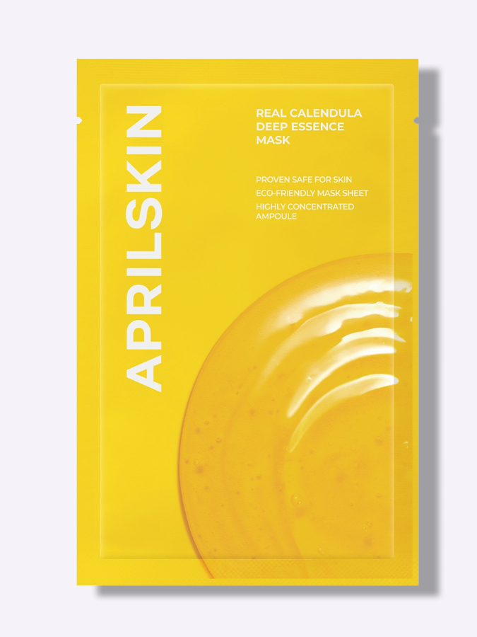 Успокаивающая тканевая маска-эссенция с экстрактом календулы  APRILSKIN Real Calendula Deep Essence Mask, 20 г