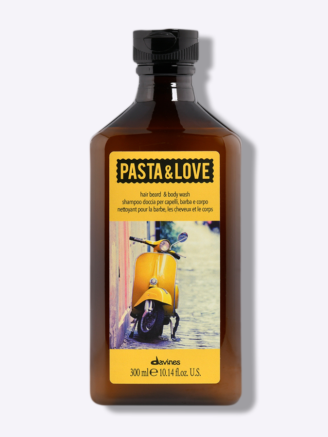 Мужской шампунь для ухода за волосами, бородой и телом Davines Pasta&Love HAIR BEARD & BODY WASH, 300 мл