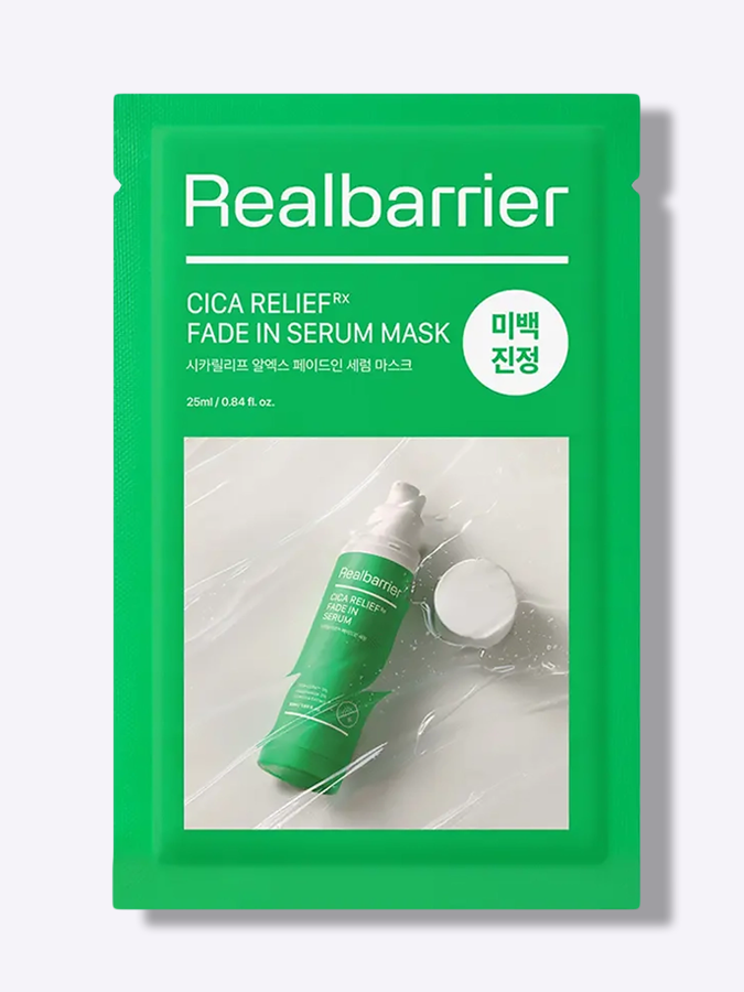 Успокаивающая экспресс-маска с экстрактом центеллы Real Barrier Cicarelief Rx Fade In Serum Mask, 25 мл