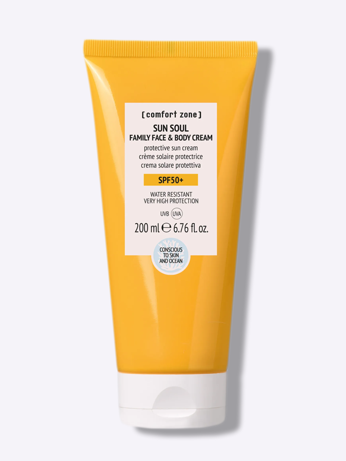 Солнцезащитный водостойкий крем для взрослых и детей с 3х лет Comfort Zone Sun Soul Family Face&Body Cream SPF50+, 200 мл