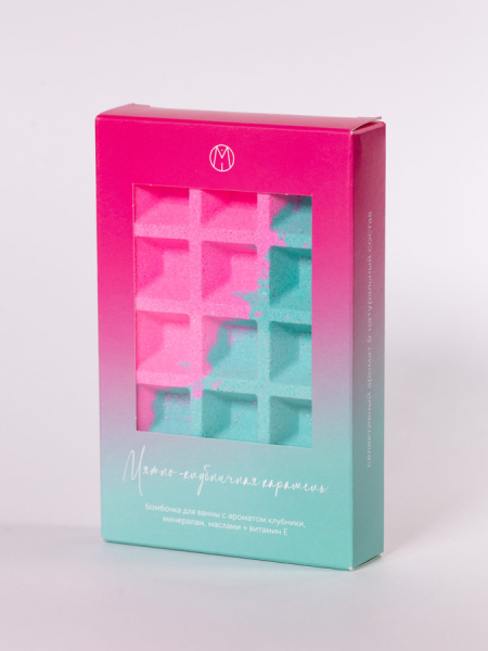 Бомбочка-вафля МЯТНО-КЛУБНИЧНАЯ КАРАМЕЛЬ с морской солью и маслами Mi Passion, ± 150 г